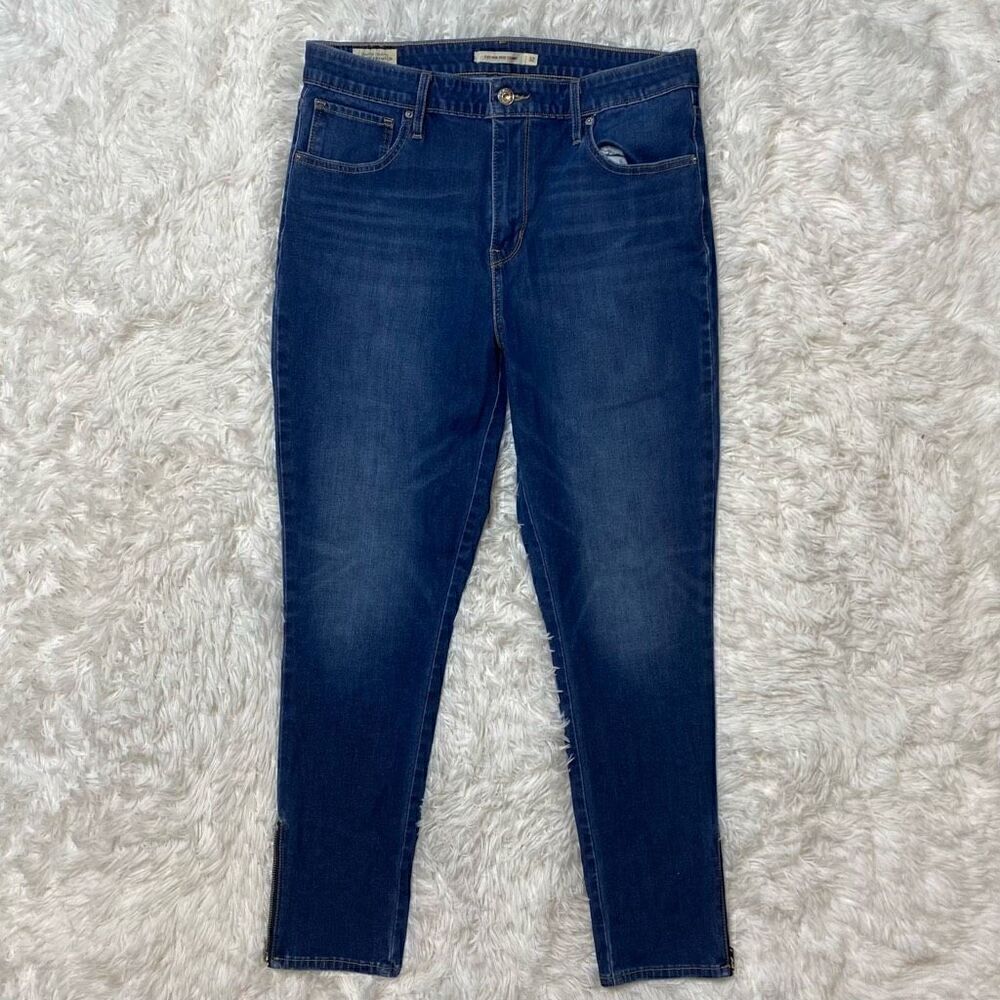 Levis 721 High Rise Skinny Jeans Size 32 Ankle Zipper 27" Inseam Cotton Stretchy